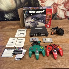 N64 Console (Nintendo 64) With Two Controllers, Games And Video Cable