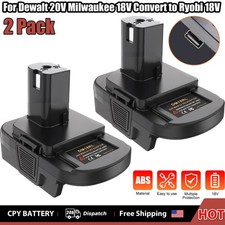 2X USB Battery Adapter Converter for Dewalt 20V Milwaukee 18V to Ryobi 18V Tools