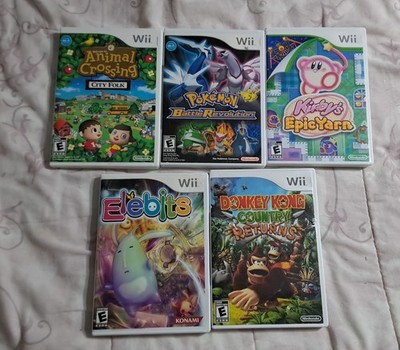 LOT OF 5 WII GAMES. POKÉMON,ANIMAL CROSSING,KIRBY'S EPIC YARN,ELEBITS,DONKEY KON