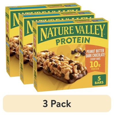(3 pack) Protein Chewy Snack Bars, Peanut Butter Dark Chocolate, 5 Bars, 7.1 oz