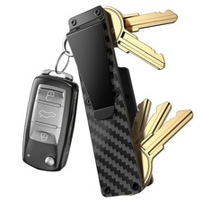 Carbon Fiber Key Organizer Holder, 8-10 Keys Capacity, Compact Metal Keychain