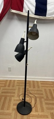Vintage FLOOR LAMP mid century modern light metal black Gerald Thurston 50s 60s