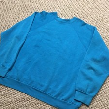 Vintage Tultex Sweatshirt Mens XL Blue Raglan Crewneck Pullover Fleece USA 80s