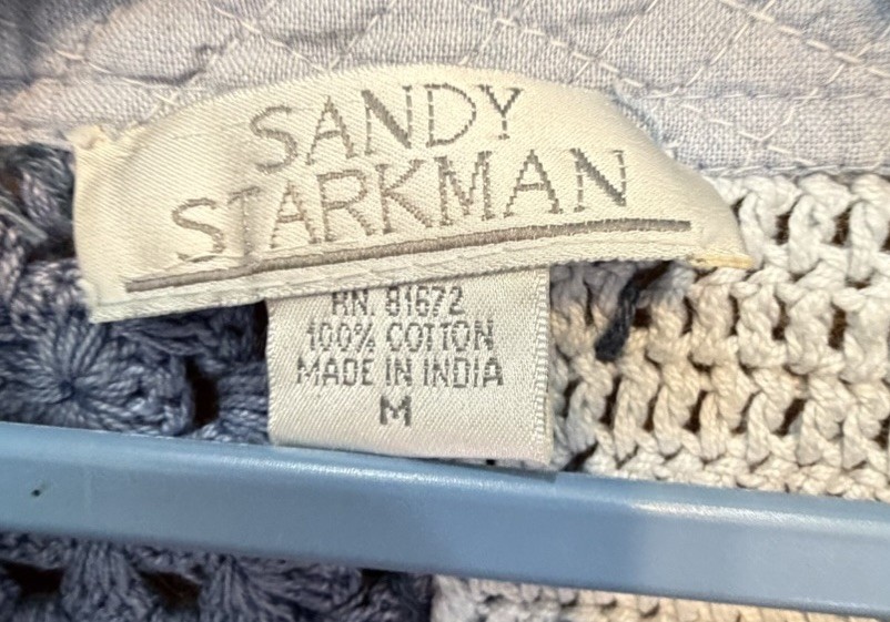 Sandy Starkman Patchwork Crochet Jacket M Boho Ar… - image 4