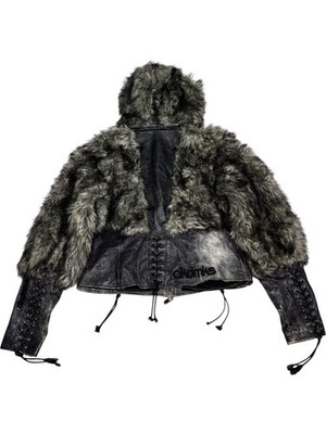 Vtg Akademiks Leather Fur Corset Jacket Bondage If Six Was Nine