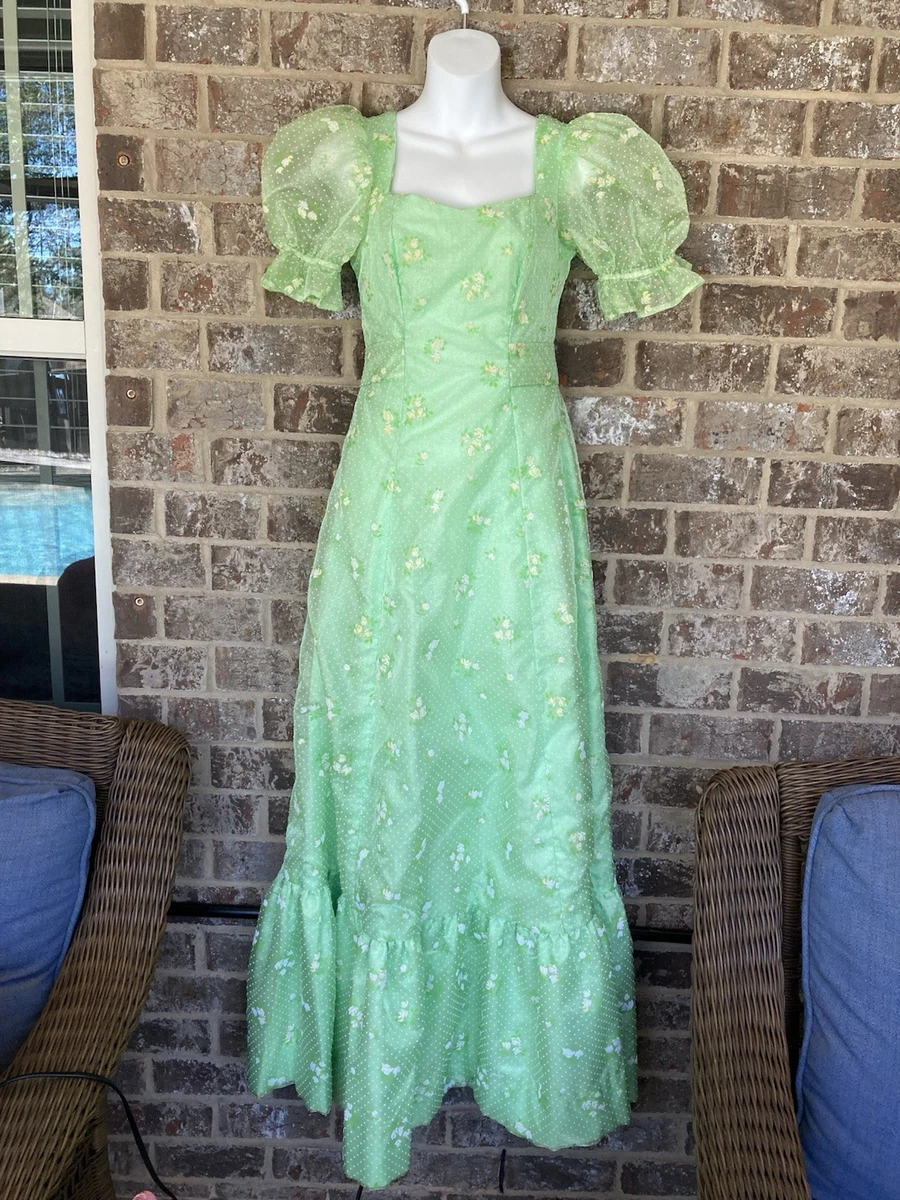 Prom Green 1970s Vintage Dresses for Women for sale