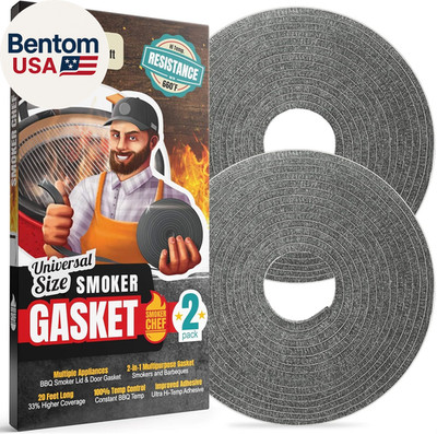 XXL 20 FT Smoker Gasket Seal - Grey 1/2   X 1/8   Hi-Temp Grill Gasket   2-Pack 