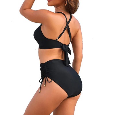 Womens Sexy Halter Push Up Bikini Swimwear Drawstring High Waisted Bathing  Suits | eBay