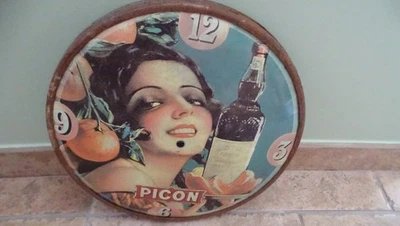 PLV APERITIF PICON HORLOGE E.M.A. METAL BISTROT BAR OBJET PUBLICITAIRE - Photo 1/3