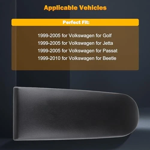 Center Console Armrest Cover for Volkswagen Beetle 1999-2010, Black - Изображение 2 из 4