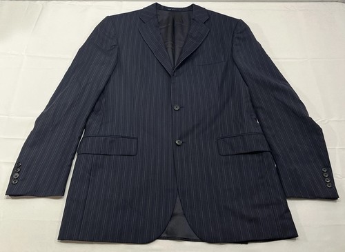 Burberry London, Burberry London Mens Wool Blue Striped Two Button Jacket Blazer Size 40R