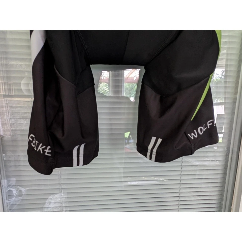 Pantalones cortos de ciclismo Wolfbike negros verdes acolchados para bicicleta para hombre talla L Foto 2 de 4