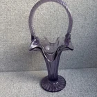 Vintage Fenton 9.5” Slender Purple Fluted Basket twisted handle ruffled edge EUC