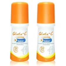 Gluta-C Deodorant Roll-On, 24-Hour Odor and Sweat Protection, 40ml x 2