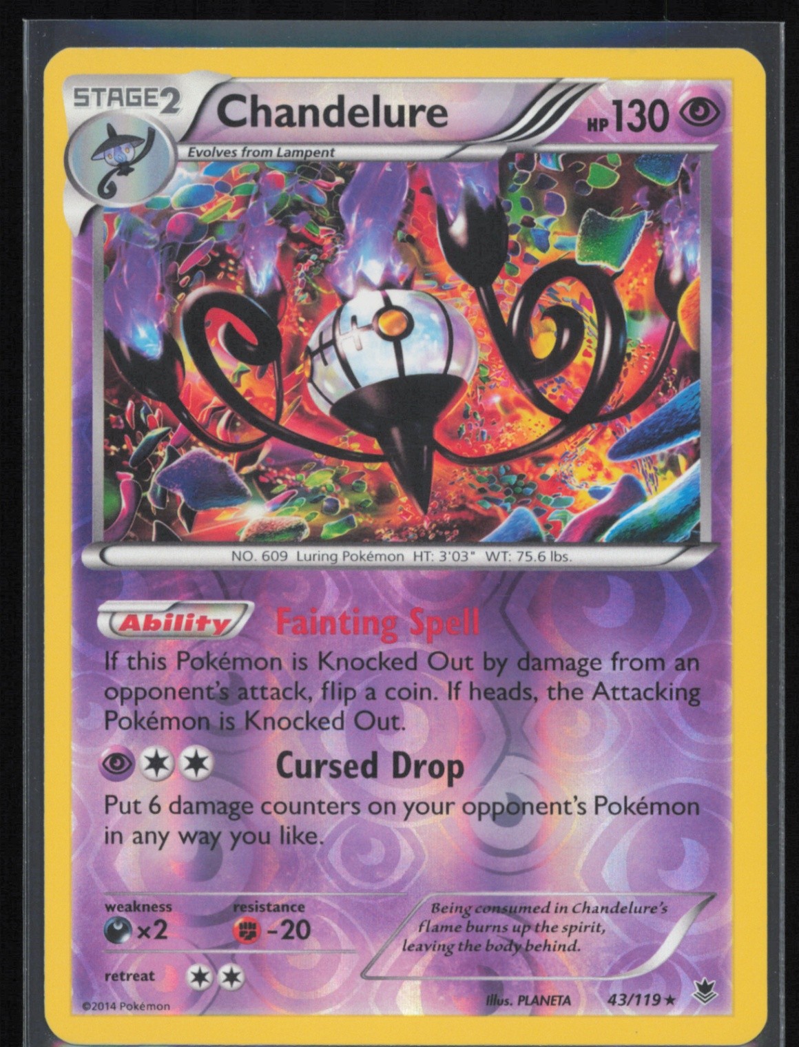 Chandelure Reverse Holo 43/119 Pokémon XY04: Phantom Forces LP Pokémon Card