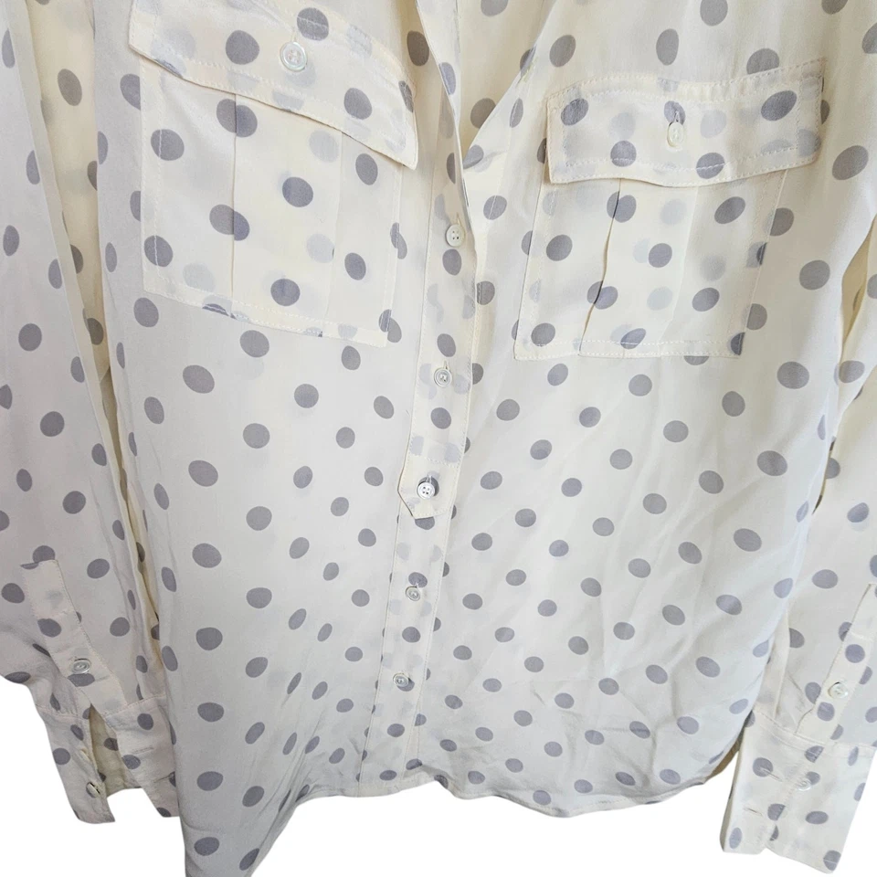 Camisa J Crew Camisa de Seda con Botones Camisa a Lunares Camisa Manga Larga 0 Crema Foto 3 de 4
