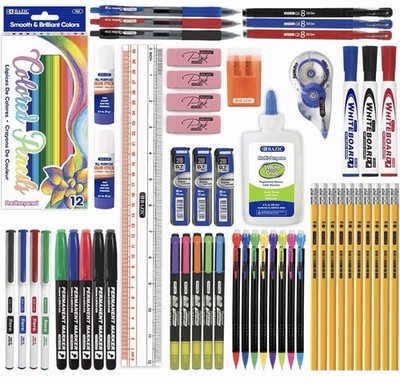 BAZIC School Kit 66 Pieces, School Supplies Bundle Pack for K-12 Grade Studen...