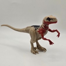 Jurassic World Velociraptor Dinosaur Figure 7 Inch Red White Mattel Toy