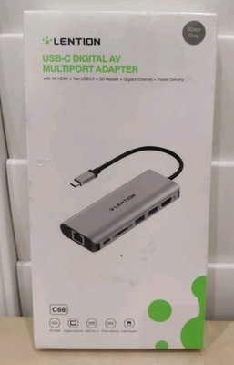 LENTION C68 USB-C Digital AV Multiport Adapter - Space Gray - New/ Sealed