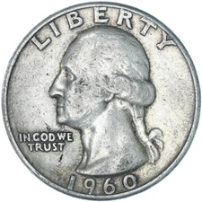 1960 (P) Washington Quarter 90% Silver Very Fine VF