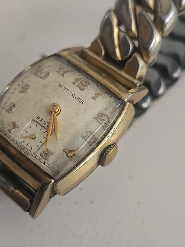 Reloj Pulsera Hombre Vintage Mecánico Cuerda Tono Dorado Wittnauer Revue Funciona Foto 3 de 4