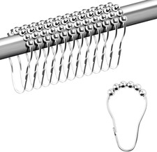Shower Curtain Hooks for Bathroom, Decorative Curtain Rings for Shower Rods, Met