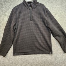 Perry Ellis Mens 1/4 Zip Long Sleeve Pullover Knit Sweater Mock Neck Gray Large