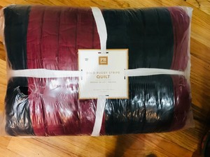 Pottery Barn Teen Rugby Striped Boy S Quilt Full Queen Red Nwts Ebay