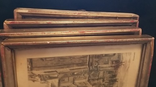 4 antike Vintage gerahmte Radierungen 6,25 x 4,75 Deutschland, Details siehe Fotos - Bild 20 von 23