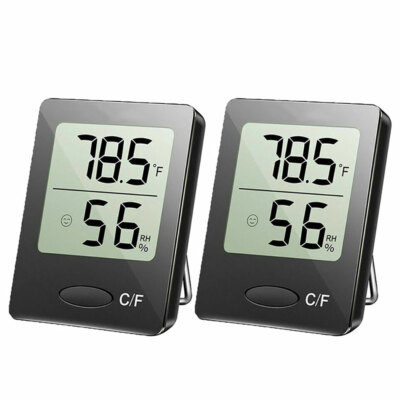 2PC Digital Room Thermometer Indoor Hygrometer Temperature Humidity Meter Clock