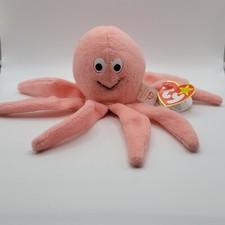Ty Inky The Octopus Beanie Baby 1993 1994 tag error Pink Octopus Plush