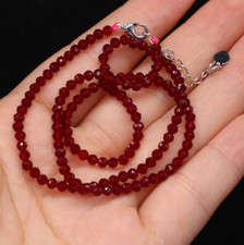 Long 16"-36" 3mm Faceted Wine Spinel Round Gemstone Beads Necklace AAA