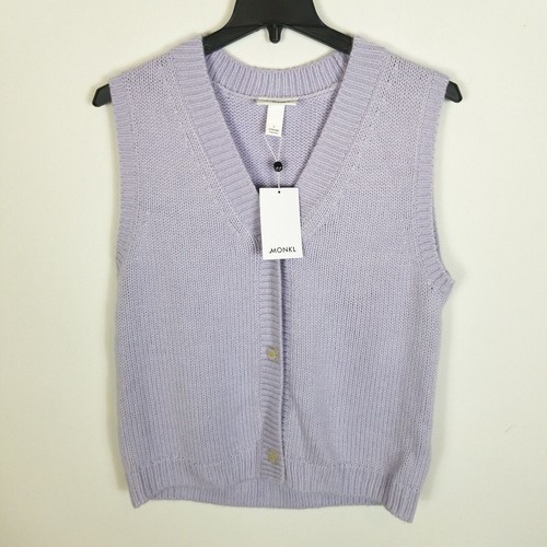 Monki Womens Purple V Neck Button Front 
