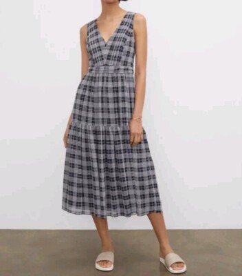 Club Monaco Women' s Blue Plaid Cross Back Midi Dress Size: 00 NWT | eBay