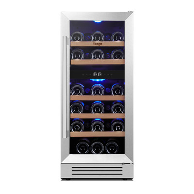 Yeego 15'' Dual Zone Black Wine Cooler 28 Bottles Capacity For Red/White Wine