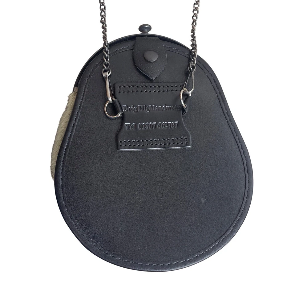 Scottish Sporran Bag With Celtic Knot Design Real Fur Chain Strap - Image 4 of 4