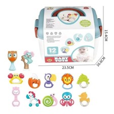12 PCS Rattle and Teether Teething Toys with Box for Babies 3 months and above