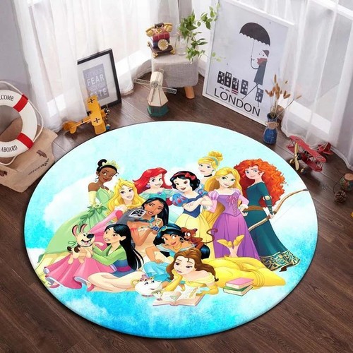 Alfombra de piso redonda para niños 3D Disney Princess niños niñas dormitorio alfombra silla alfombra - Imagen 10 de 13