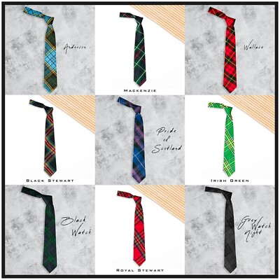 Men's Scottish Wool Plaid Tartan Neckties