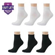 12 Pairs Men Women Athletic Ankle Socks Soft Cotton Half Cushion Size 9-11,10-13