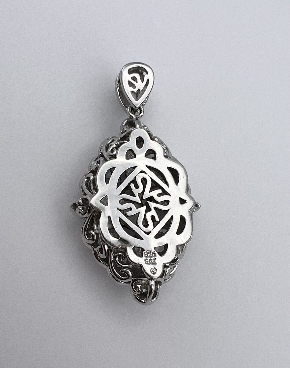 Signed Sai Krishna 925 Silver Zirconia Pendant