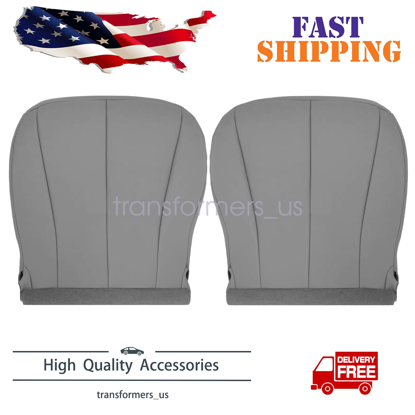 For 2007-2011 Toyota Camry Front Driver Passenger Bottom Leather Seat Cover Gray