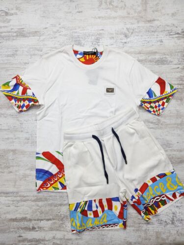 Tracksuit Men's Dolce Gabbana Size L regular White With color on Sleeve Cotton