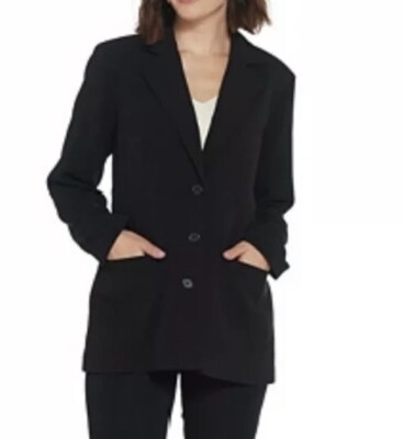 NEW Linea by Louis Dell'Olio Black Woven Button Dress Blazer Coat Plus Size 24W 