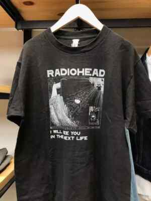Radiohead Vintage Tour Tee Shirt, Music Band Black Cotton T-Shirt