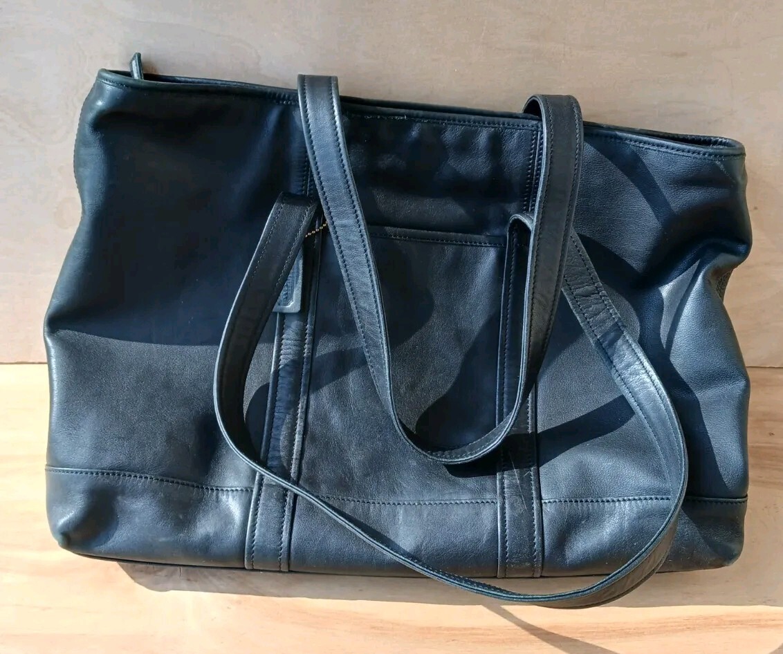 coach コーチ バック Vtg Coach Leather Tote Compartment Bag Market Laptop L9S