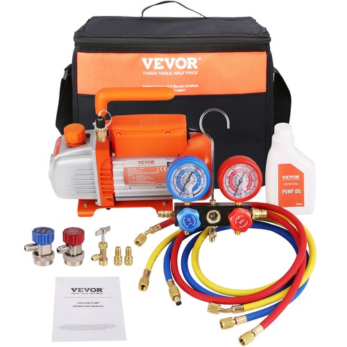 VEVOR Pompe à Vide Climatisation HVAC Frigoriste 100L/min 150W avec Jauges Tuyau - Afbeelding 12 van 12