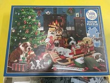 Cobble Hill CHRISTMAS PUPPIES 500 Piece Puzzle w Poster