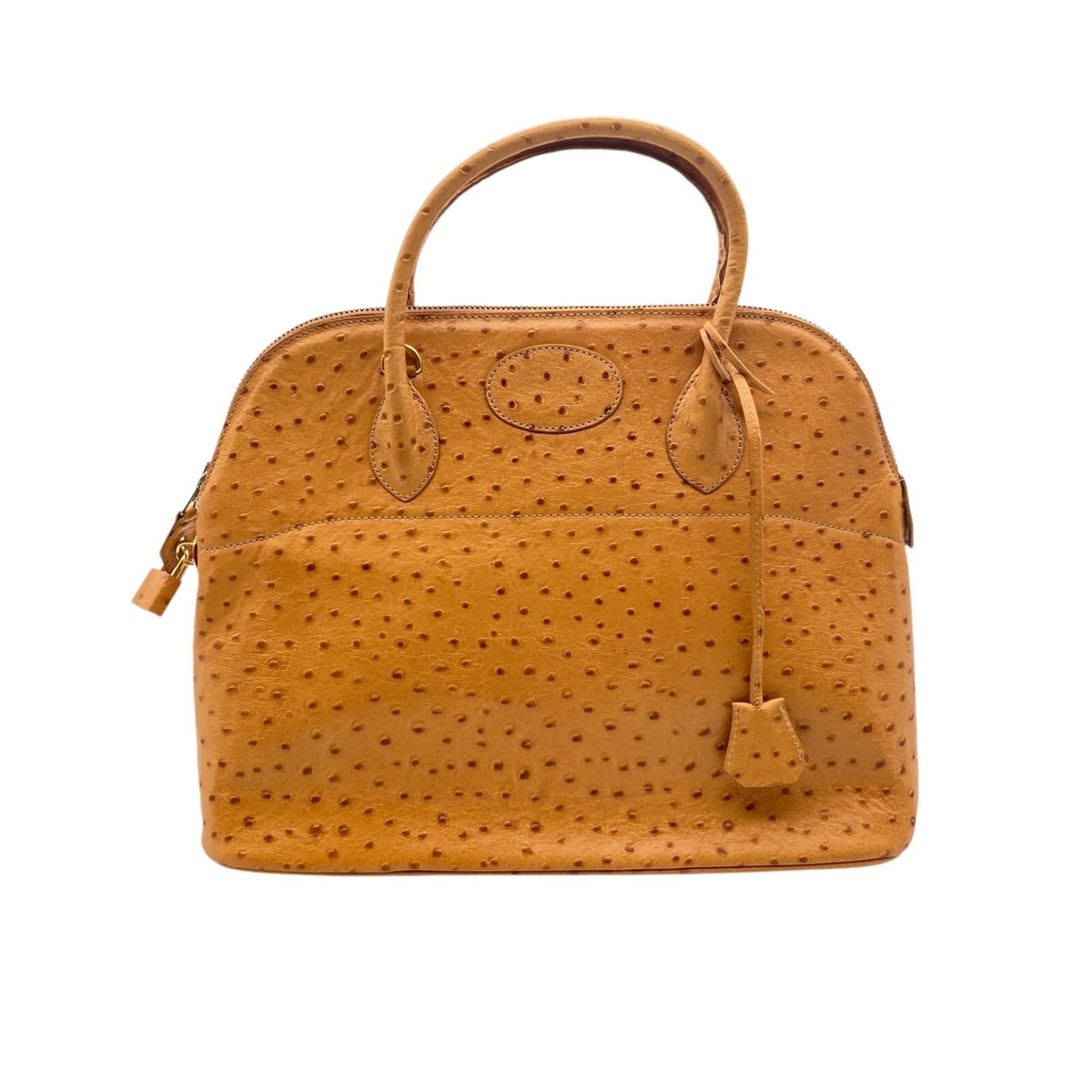 Henry High Class Tote Shoulder Bag Leather Camel Ostrich size31