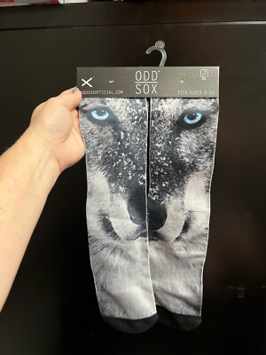 Odd Sox Grey/White Wolf Fits Size 6-13